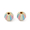 Brass Enamel Beads, Cadmium Free & Nickel Free & Lead Free, Round, Matte Gold Color, Colorful, 6x6mm, Hole: 1.2mm