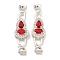 Brass Micro Pave Clear Cubic Zirconia Fold Over Clasps, Platinum, 37x10.5x8mm, Hole: 5mm