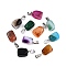 Dyed Natural Agate Pendants, Rectangle Charms with 201 Stainless Steel Snap on Bails, Stainless Steel Color, Mixed Color, 19~22.5x9~13x9~13mm, Hole: 7x4mm