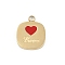 304 Stainless Steel Enamel Charms, Square with Heart & Word Love Charms, Ion Plating(IP), Real 18K Gold Plated, 12.5x10x1.4mm, Hole: 1.4mm