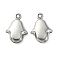 Non-Tarnish 304 Stainless Steel Charms, Hamsa Hand Charms, Stainless Steel Color, 14x10x3mm, Hole: 1.1mm