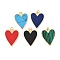 Brass Resin Pendants, Heart, with Jump Ring, Lead Free & Cadmium Free, Long-Lasting Plated, Real, Rack Plating, Real 18K Gold Plated, Mixed Color, 21.5x17x2.5mm
