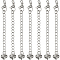 20Pcs Long-Lasting Plated Brass Curb Chain Extender, End Chains with Lobster Claw Clasps and Heart Chain Tabs, Real Platinum Plated, 65x3mm, Hole: 2.5mm