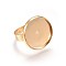 Adjustable 201 Stainless Steel Finger Rings Components, Pad Ring Base Findings, Flat Round, Golden, Size 8, 17~18mm, Inner Size: 18mm