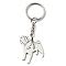 Non-Tarnish 201 Stainless Steel Keychain, Dog, Stainless Steel Color, 8.5cm