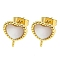 Brass with Shell Stud Earring Findings, Cadmium Free & Nickel Free & Lead Free, Heart, Real 18K Gold Plated, 12x10mm