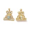 Brass Cubic Zirconia Pendants, Cadmium Free & Lead Free, Bear Charms, Real 18K Gold Plated, 24.5x23x5mm, Hole: 3.5x5mm