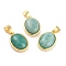 Natural Amazonite Pendants, with Golden Brass Findings, Oval, 21.5x14x6mm, Hole: 7x4mm