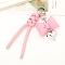 Imitation Leather Keychain, Bowknot Strap Bag Hanging Accessories, Heart, Pearl Pink, 150mm