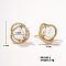 Shiny Women's Earrings with Hollow Design, Rhinestones and Imitation Pearl, Round, 17x17mm