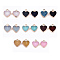 Electroplate Druzy Resin Pendants, with Iron Findings, Heart, Light Gold, Mixed Color, 15x12x3.5~4mm, Hole: 1mm
