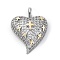 Brass Micro Pave Cubic Zirconia Pendants, Cadmium Free & Lead Free, Real 18K Gold Plated, Platinum, Cross with Heart, 30.5x23.5x9.5mm, Hole: 3.5x6mm