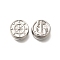 Anti-Tarnish 304 Stainless Steel Beads, Flat Round with Anchor & Helm, Stainless Steel Color, 11x5mm, Hole: 2mm