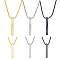 6Pcs 6 Style Stainless Steel Rectangle & Twist Pendant Necklaces Set with Zinc Alloy Chains, Mixed Color, 23.62~23.74 inch(60~60.3cm), 1Pc/style