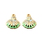 304 Stainless Steel Enamel Pendants, Shell Shape Charm, Golden, Pale Green, 17x16x2.5mm, Hole: 1.6mm