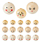 18Pcs 3 Styles Printed Wood Beads, Large Hole Round Beads with Smiling Face Pattern, Undyed, BurlyWood, 30~33.5x27.5~33mm, 6pcs/style
