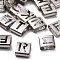 Tarnish Resistant Letter Style 201 Stainless Steel Square Slide Charms, Random Mixed Letters, 9x8x4mm, Hole: 8x3mm
