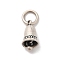 925 Sterling Silver Charms, Bell, with Jump Rings, Antique Silver, 11x6.5mm, Hole: 3mm
