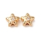 Brass Micro Pave Clear Cubic Zirconia Beads, Cadmium Free & Nickel Free & Lead Free, Star, Real 18K Gold Plated, 8.5x9x6mm, Hole: 2mm