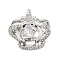 Brass Micro Pave Cubic Zirconia Pendants, Crown Charms, Rack Plating, Long-Lasting Plated, Lead Free & Cadmium Free, Platinum, 14x14x6.5mm, Hole: 3x3mm