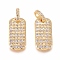 Brass Micro Pave Cubic Zirconia Pendants, Rectangle, Clear, Golden, 17.5x9x2mm, Hole: 3mm