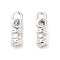 Brass Cord Ends, End Caps with Clear Cubic Zirconia, Column, 925 Sterling Silver Plated, 10x3.5x3mm, Hole: 1.5mm, Inner Diameter: 1.5mm