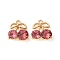 Alloy Rhinestone Pendants, Rack Plating, Cadmium Free & Nickel Free & Lead Free, Cherry, Golden, Padparadscha, 17.5x15.5x6.5mm, Hole: 1.8mm