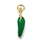 Brass Enamel Pendants, with Jump Ring, Long-Lasting Plated, Rack Plating, Lead Free & Cadmium Free, Chili Charm, Green, 18.5x4.5mm, Hole: 3mm