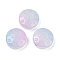 Transparent Glass Beads, Flat Round with Moon & Star, Baking Paint, Light Steel Blue, 13x6mm, Hole: 1mm
