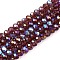 Electroplate Glass Beads Strands, Half Rainbow Plated, Faceted, Rondelle, Purple, 3.5~3.8x3mm, Hole: 0.4mm, about 105~110pcs/strand, 29~31cm
