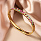 304 Stainless Steel Enamel Bangles, Hinged Bangles for Women, Flower, Real 18K Gold Plated, Real 18K Gold Plated, Camellia, Inner Diameter: 2-3/8 inch(6cm)