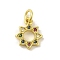 Brass Micro Pave Cubic Zirconia Charms, Cadmium Free & Nickel Free & Lead Free, Real 18K Gold Plated, Sun Charms, Colorful, 12x9.5x1.5mm, Hole: 3mm