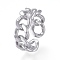 Brass Cuff Rings, Open Rings, Long-Lasting Plated, Curb Chain Shape, Platinum, Size 6, Inner Diameter: 17mm