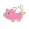Alloy Eanmel Pendants, Pig, Golden, Hot Pink, 15.5x21x2mm, Hole: 2mm
