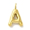 Ion Plating(IP) 304 Stainless Steel Pendants, Real 14K Gold Plated, Balloon Letter Charms, Puff Initial Charms, Letter A, 24x14x5mm, Hole: 4mm