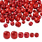 150Pcs 3 Styles Natural Wood Beads, Dyed, Large Hole Beads, Red, 50pcs/style