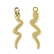 PVD Vacuum Plating 201 Stainless Steel Pendants, Emerald Rhinestone Snake Charms, Real 18K Gold Plated, 39x8.5x2mm, Hole: 2.4mm