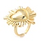 Brass Heart Open Cuff Ring for Women, Cadmium Free & Lead Free, Real 18K Gold Plated, Adjustable