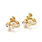 Brass Clip-on Earring Settings, with Rhinestone, Real 18K Gold Plated, 14x17x5mm, Hole: 1.5mm