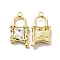 Glass Padlock Pendants, with Light Gold Alloy Finding, Long-Lasting Plated, Cadmium Free & Lead Free, Clear, 26.5x13.5x5.5mm, Hole: 1.8mm