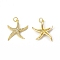 Brass Micro Pave Cubic Zirconia Pendants, Cadmium Free & Nickel Free & Lead Free, with Jump Rings, Starfish Charms, Golden, 23x20.5x3mm, Hole: 3mm