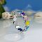 Heart Zinc Alloy Enamel Finger Rings, Colorful, Platinum, US Size 9(18.9mm)