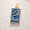 Brass Micro Pave Cubic Zirconia Moon Pendants, with Opal, Rectangle, 23x10mm