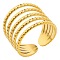 Hollow 304 Stainless Steel Multilayer Open Cuff Ring for Unisex, Golden, Inner Diameter: 17mm
