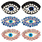 6pcs 3 style Evil Eye Non-woven Fabrics Cloth Sew on Appliques, Glass Rhinestone Appliques, Costume Accessories, Mixed Color, 33~43x28~55x4.5~6.5mm, 2pcs/style