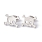 Non-Tarnish 304 Stainless Steel Tiny Hollow Out Skull Stud Earrings for Women, Stainless Steel Color, 10x13.5mm, Pin: 0.5mm