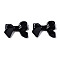 Spray Painted CCB Plastic Beads, Bowknot, Black, 24x33x7.5mm, Hole: 1.6mm