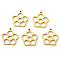 PVD Vacuum Plating 304 Stainless Steel Pendants, Laser Cut, Flower, Real 18K Gold Plated, 17x15.5x1mm, Hole: 1.2mm