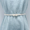White Plastic Imitation Pearl Beaded Stretch Waist Chains, with Alloy Clasps, Platinum, Flower, 650mm
