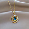 Zinc Alloy Crystal Rhinestone Pendant Necklaces, Golden, Planet, 15.75 inch(40cm)
